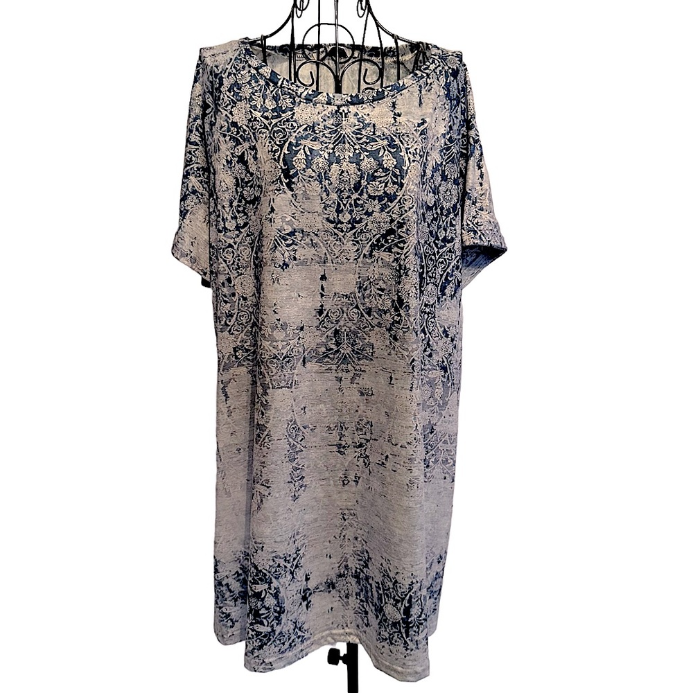 Never worn Misslook XL tunic top. Blue bohemian style.  Short sleeve